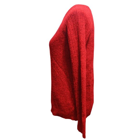 APT.9 Small Womens Sweater Red Sparkle Textured Pullover Holiday Knit Crewneck - Picture 5 of 10